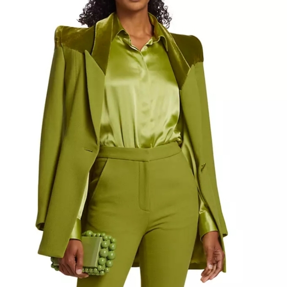 NWT$995 Sergio Hudson Silk Blouse Button Up Bodysuit Sz Small